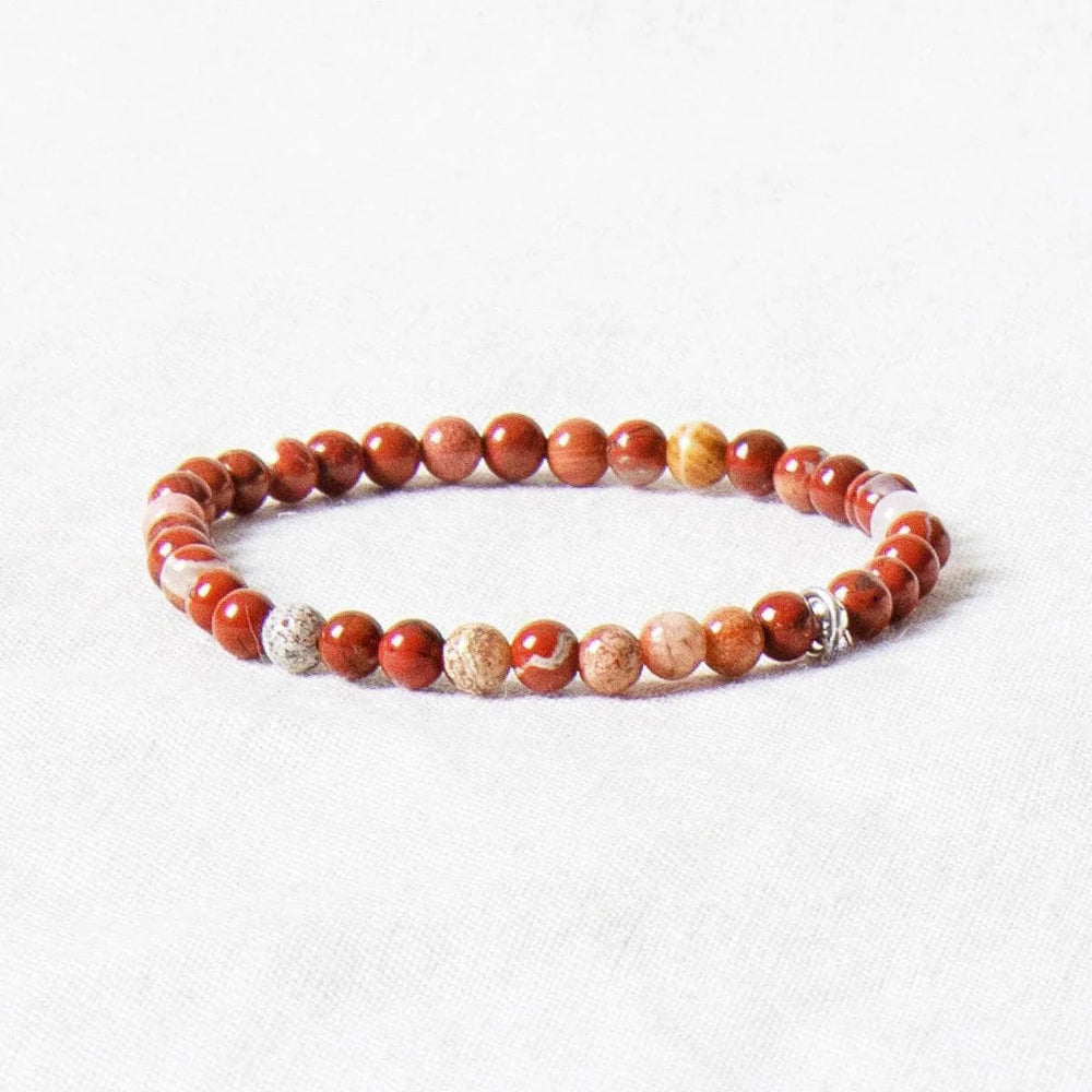 Natural Red Flower Jasper Energy Bracelet