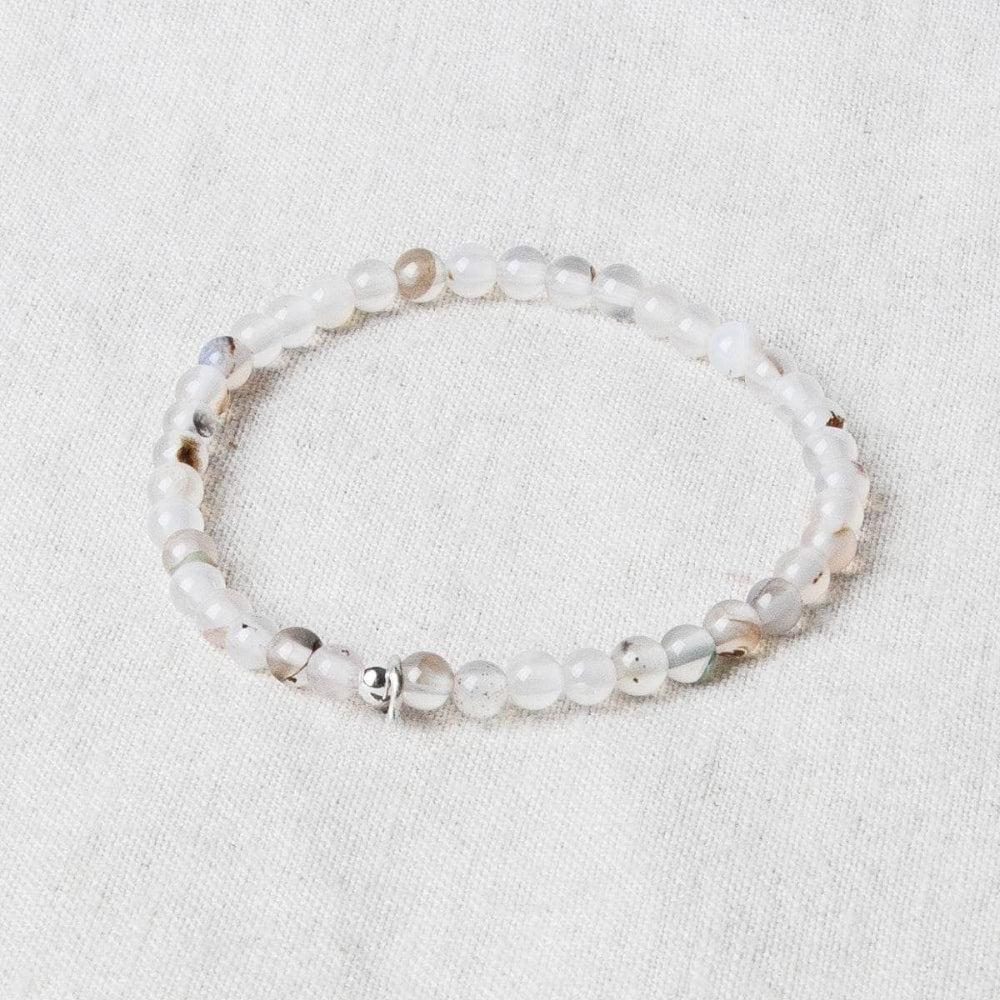 Natural Black Flower Moss Agate Energy Bracelet