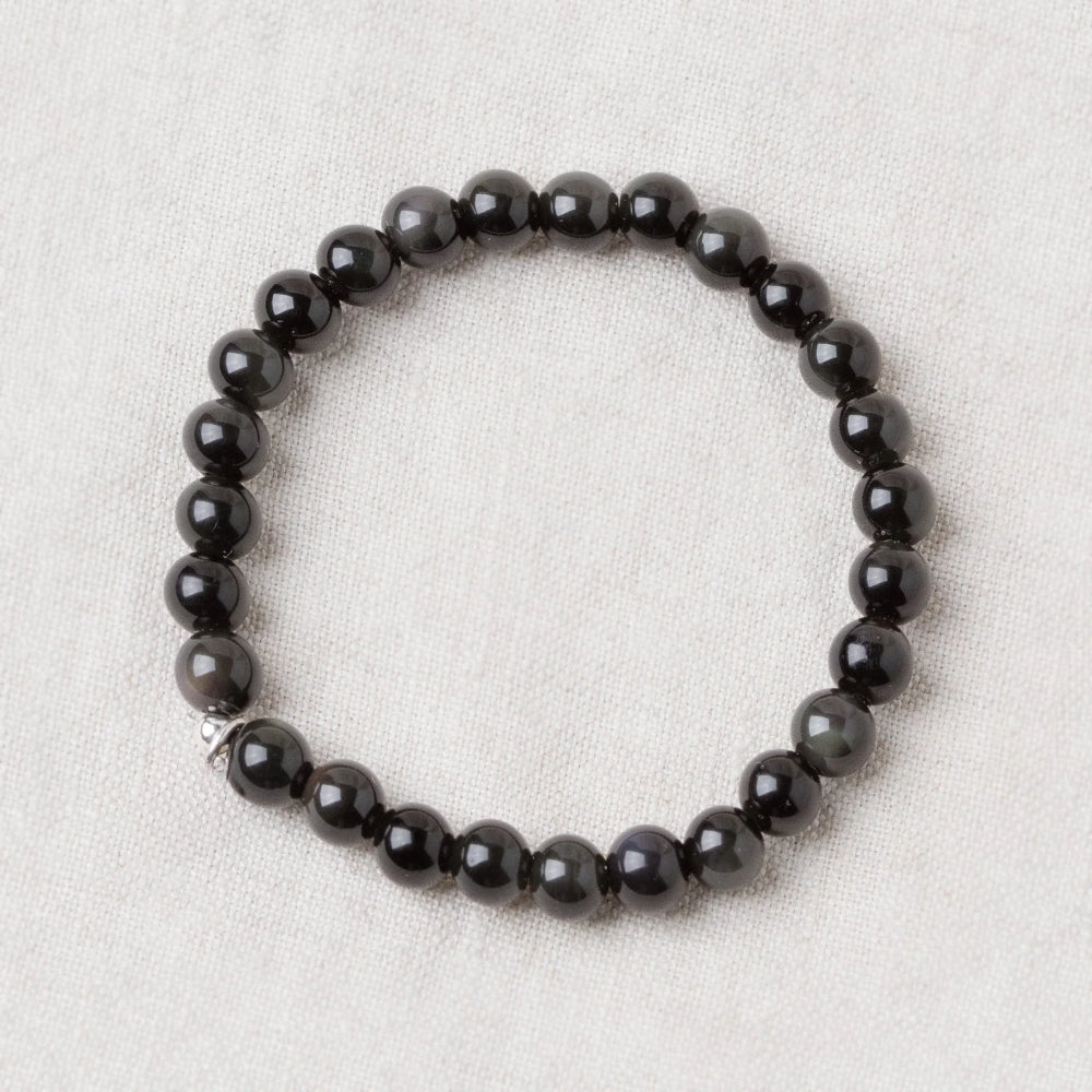 Natural Rainbow Eye Obsidian Energy Bracelet - 6mm