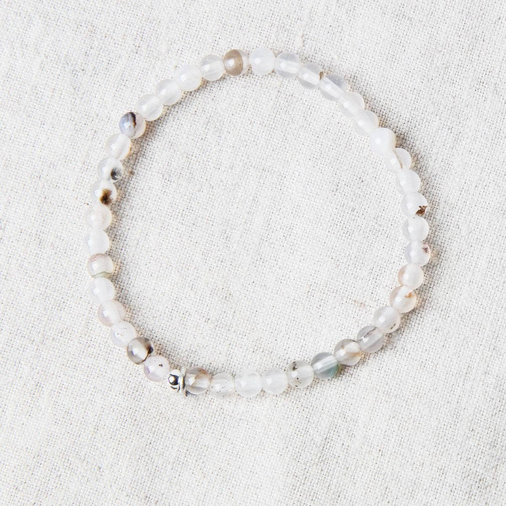 Natural Black Flower Moss Agate Energy Bracelet