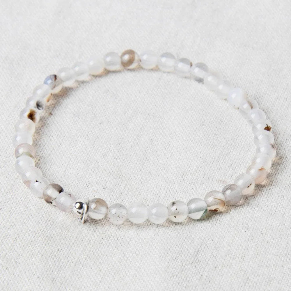 Natural Black Flower Moss Agate Energy Bracelet