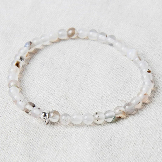 Natural Black Flower Moss Agate Energy Bracelet
