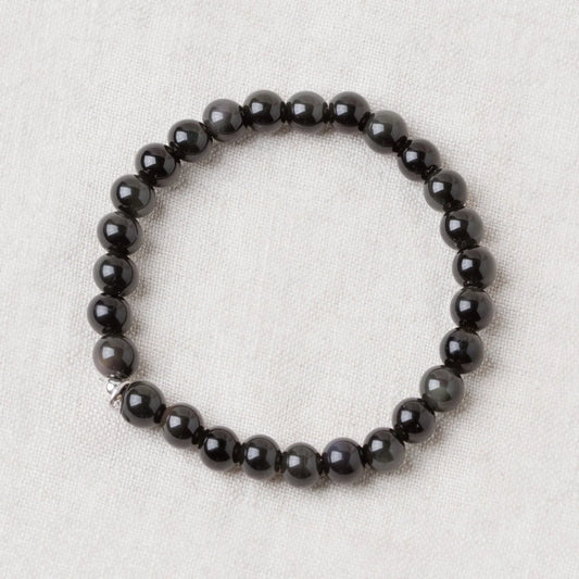 Natural Rainbow Eye Obsidian Energy Bracelet - 6mm